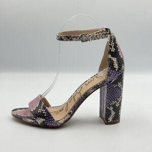 Sam Edelman Yaro Snake Skin And Purple/Black Block High Heel Shoes US Size 7